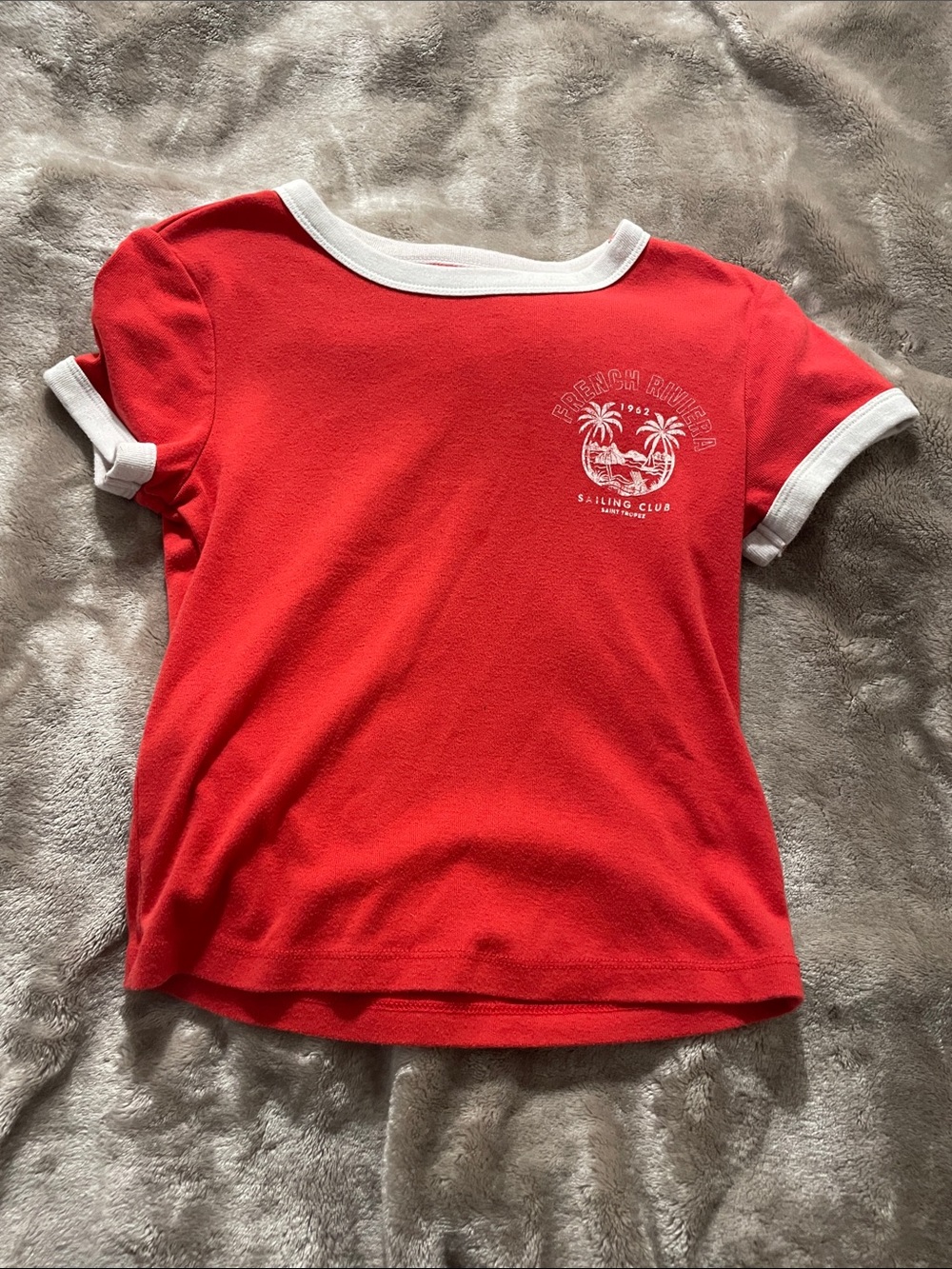 Arizona Jean Company Red Tee with White Trim and Sailing Club Graphic